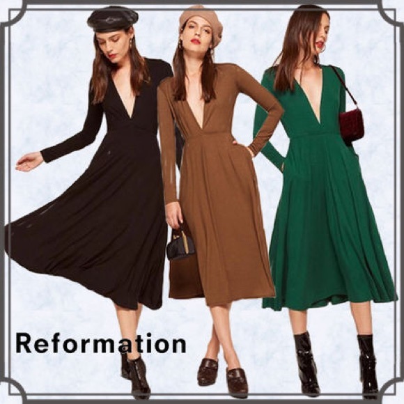 reformation deep v dress